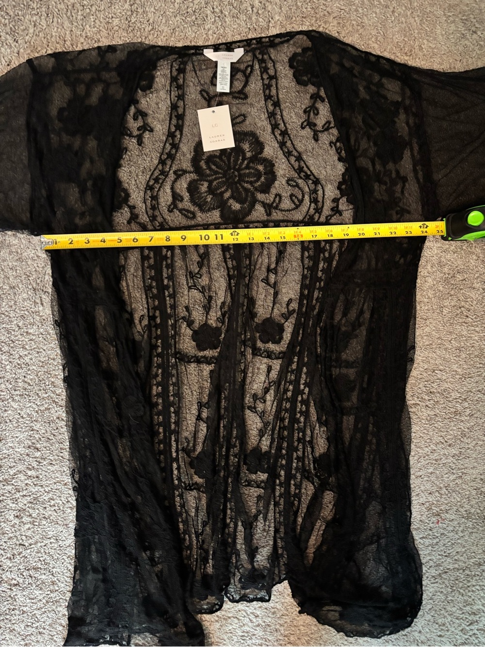 ⚡️FLASH SALE⚡️Lauren Conrad Black Sheer Lace Kimono Robe w Floral Embroidery O/S - Picture 6 of 7